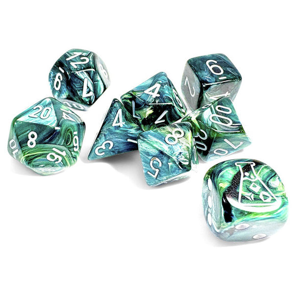 Chessex Dice: Lustrous Polyhedral Neptune/grey (7)