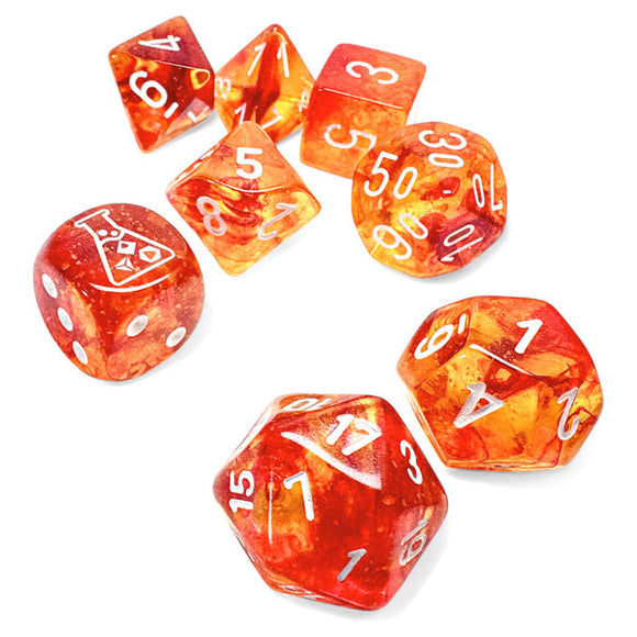 Chessex Dice: Nebula Polyhedral Molten/white Luminary (7)