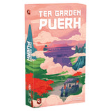 Tea packaging with a scenic design and 'Tea Garden Puerh' text on a white background