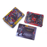 Three game cards featuring a dragon-like creature design on a white background