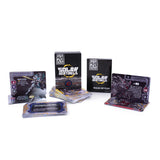 Collection of Solar Sentinels game components including cards and rulebook on a white background