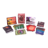 Collection of colorful cards on a white background