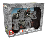 Battletech toy set packaging with mechs and figures on a gray background