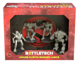 Battletech toy set packaging with four figures on a red background