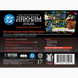 Back cover of a DC Deck-Building Game expansion pack for Arkham Asylum