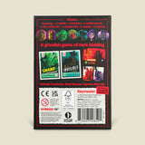 Game box back featuring colorful graphics and text on a beige background