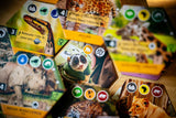 Collection of animal-themed board game cards with various animals and icons.