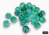Chessex Dice: Borealis - 12mm D6 Luminary Kelp/Light Green (36)