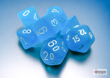Chessex Dice: Frosted Mini-hedral Caribbean Blue/white 7-Die Set