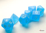 Chessex Dice: Frosted Mini-hedral Caribbean Blue/white 7-Die Set
