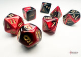 Chessex Dice: Gemini Mini-hedral Black-Red/gold (7)