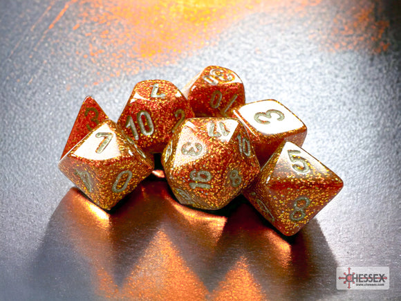 Chessex Dice: Glitter Mini-hedral Gold/silver (7)