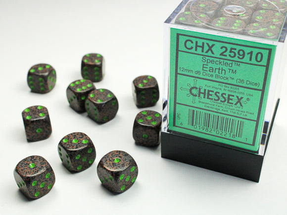 Chessex Dice: Speckled - 12mm D6 Earth (36)