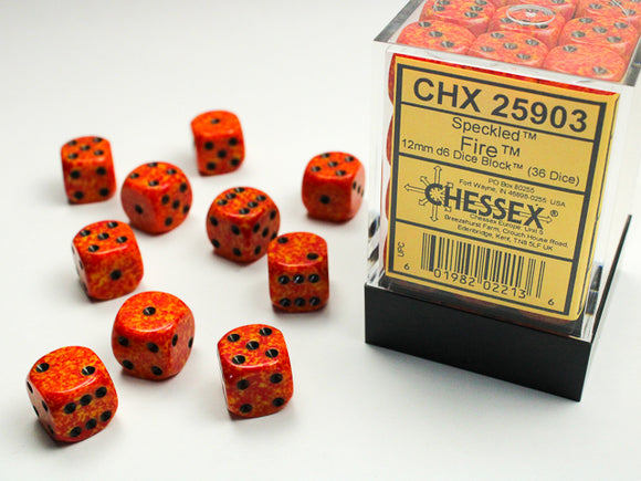 Chessex Dice: Speckled - 12mm D6 Fire (36)