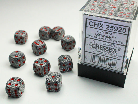 Chessex Dice: Speckled - 12mm D6 Granite (36)