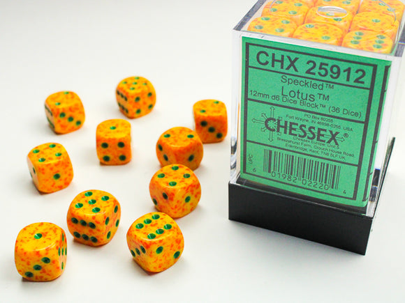 Chessex Dice: Speckled - 12mm D6 Lotus (36)