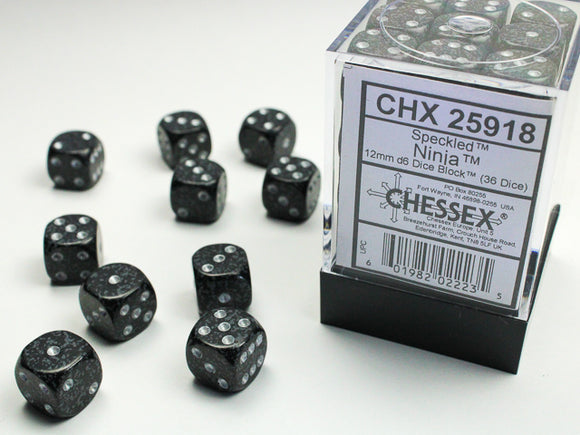 Chessex Dice: Speckled - 12mm D6 Ninja (36)