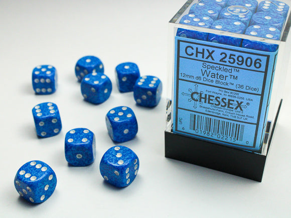 Chessex Dice: Speckled - 12mm D6 Water (36)