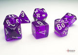 Chessex Dice: Translucent Mini-hedral Purple/white (7)