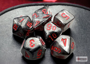 Chessex Dice: Velvet Mini-hedral Black/red (7)