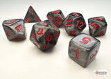 Chessex Dice: Velvet Mini-hedral Black/red (7)