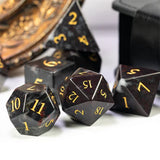 Chicken Blood Stone - Stone Engraved with Gold RPG Dice Set (7d)