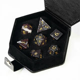 Chicken Blood Stone - Stone Engraved with Gold RPG Dice Set (7d)