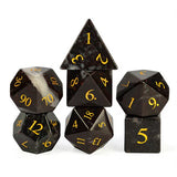 Chicken Blood Stone - Stone Engraved with Gold RPG Dice Set (7d)