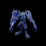 Blue dragon-like creature figurine on a black background