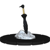 Black umbrella on a rock with a white background