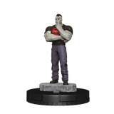 Statue of a character with a red and blue logo on a white background