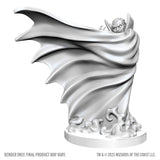 White fantasy figurine with flowing cape on a white background