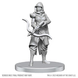 Gray miniature figure of a warrior with a bow on a white background