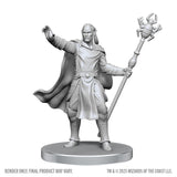 Unpainted fantasy figure with a staff on a white background