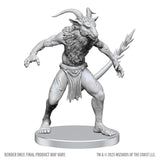 Unpainted fantasy figurine with goat-like features on a white background