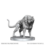 Unpainted hellhound figurine on a white background with 'Wizards of the Coast' branding.