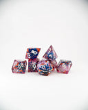 Set of colorful polyhedral dice on a white background