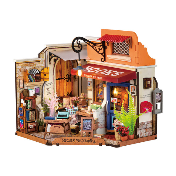 DIY Miniature House Kit: Corner Bookstore