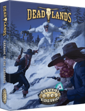 Deadlands game box with characters in a snowy landscape and a creature.
