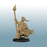 Beige figurine with a spear on a gradient blue background