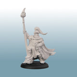 White warrior figurine with a spear on a gradient blue background