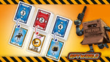 Spy-themed card game with cards and a robot figure on an orange background, featuring the Spyworld brand.