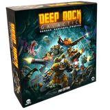 Box of 'Deep Rock Galactic' board game with characters and text on a dark background