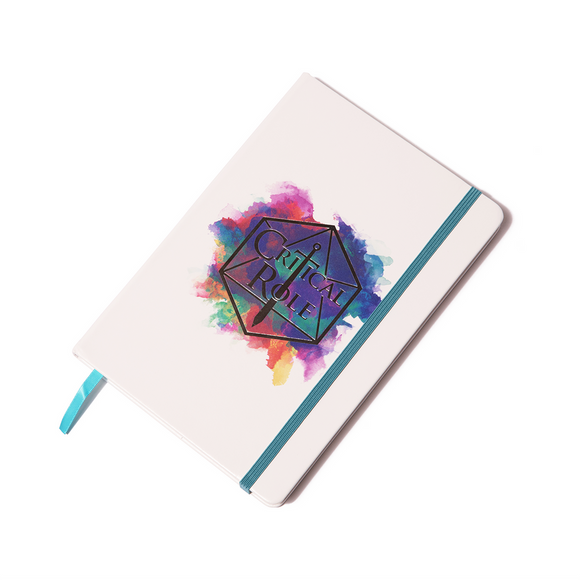 Notebook with a colorful design and 'Critical Role' logo on a white background