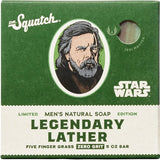 Bar of soap with 'Legendary Lather' packaging featuring a Star Wars character on a green background.