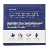 Product packaging with text and icons on a blue and white background