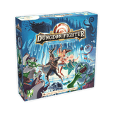 Board game box titled 'Dungeon Fighter' with colorful artwork on a blue background