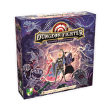 Board game box titled 'Dungeon Fighter' with colorful artwork on a black background