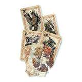 Set of fantasy-themed playing cards with intricate designs on a white background