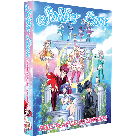 Box for 'Soldier Lune Role-Playing Adventures' with colorful illustrations of characters on a blue background.